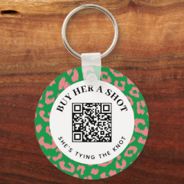 Chaveiro Pagamento QR de Festa de solteira-Leopardo Verde R