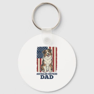 Chaveiro Pai Australian Shepherd Patriótico Vetor Vintage D