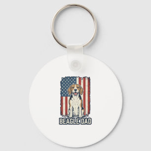 Chaveiro Pai Beagle Patriótico Design de Cachorro de Gravur