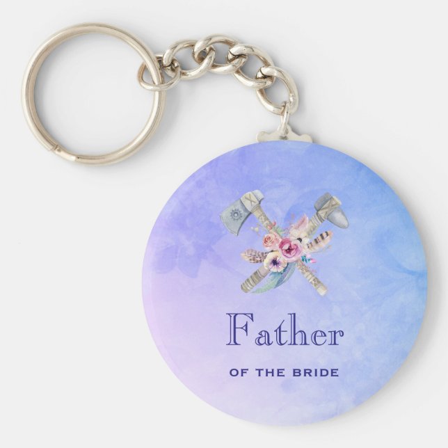 Chaveiro Pai da noiva Watercolor Tomahawk (Frente)