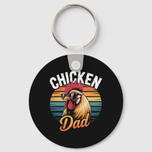Chaveiro Pai de Frango Galo Engraçado Retro Pôr do Sol Vint