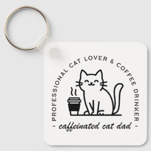 Chaveiro Pai de gato e amantes de café hipster
