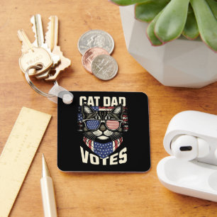 Chaveiro Pai Gato Vota Eleição Cuta Bandeira Americana