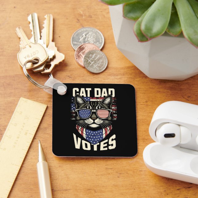 Chaveiro Pai Gato Vota Eleição Cuta Bandeira Americana (Mesa)