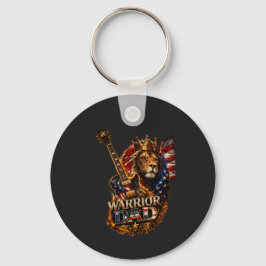 Chaveiro Pai Guerreiro Leão Bandeira Americana Guitarra