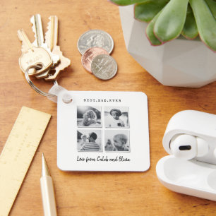 Chaveiro Pai multifoto moderno presente branco preto elegan