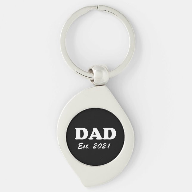 Chaveiro Pai personalizado data estabelecida preto branco m (Frente)