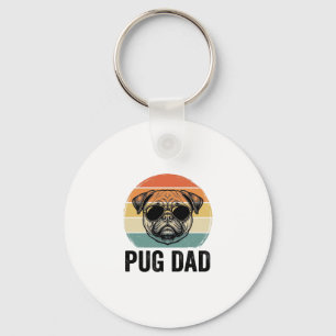 Chaveiro Pai Pug Vintage Gravação Design Amante de Cães_1