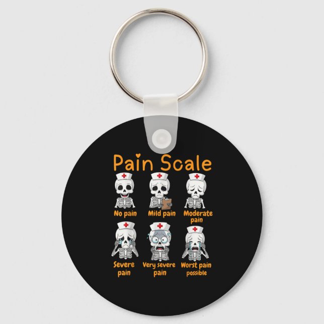 Chaveiro Pain Scale Cute Nurse Skeleton Halloween Trauma Fu (Frente)