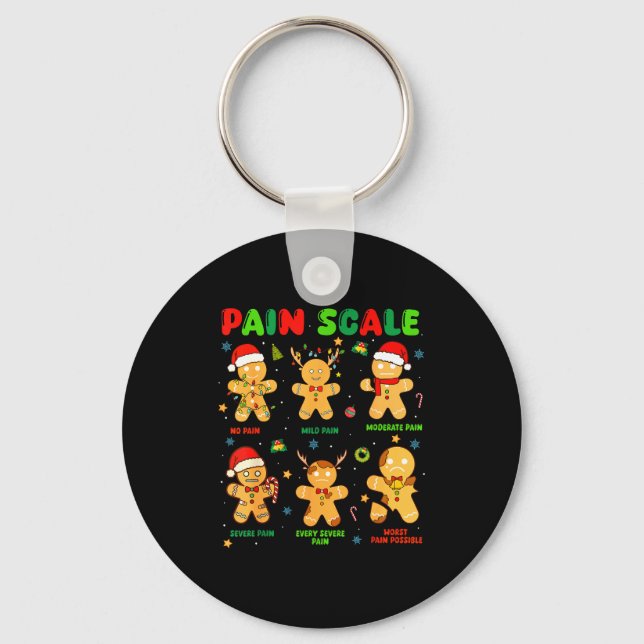 Chaveiro Pain Scale Funny Gingerbread Man Christmas Nurse H (Frente)