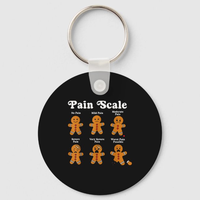 Chaveiro Pain Scale Funny Gingerbread Man Christmas Nurse H (Frente)