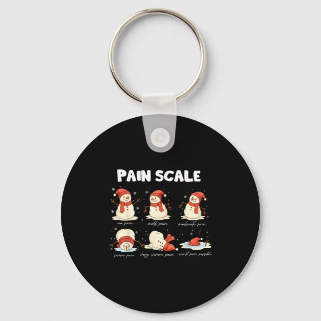 Chaveiro Pain Scale Snowman Nurse Christmas Xmas Snow Pajam (Frente)