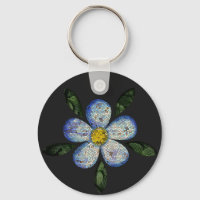 Painel Floral em Vitral com Tons de Azul e Roxo