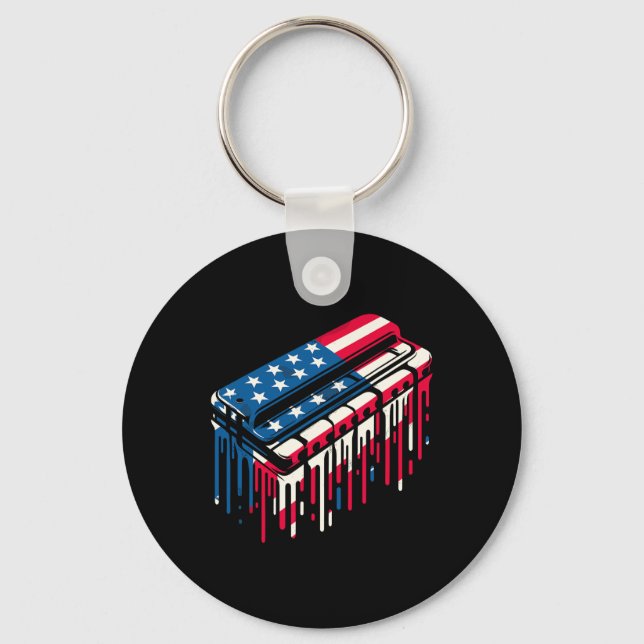 Chaveiro Paint Dripe Harmonica Americana Bandeira 4 de julh (Frente)