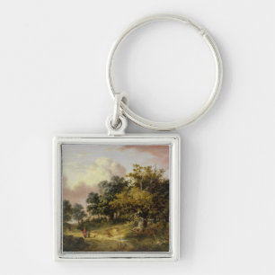 Chaveiro Paisagem arborizada com a mulher e a criança que