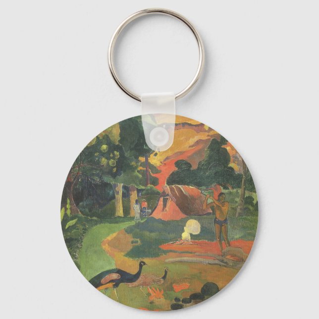 Chaveiro Paisagem com Pavões de Paul Gauguin (Frente)