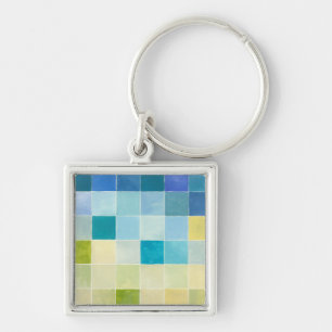 Chaveiro Paisagem com Quadrados Pixilados Multicoloridos