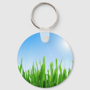 Chaveiro Paisagem de grama verde e céu azul-10826