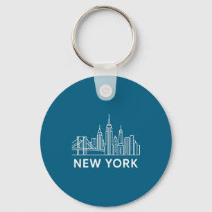 Chaveiro Paisagem de Nova York Minimalista Arte de Linha Br