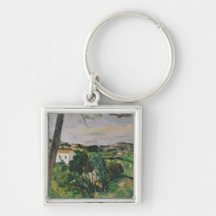 Chaveiro Paisagem de Paul Cezanne com telhado vermelho ou