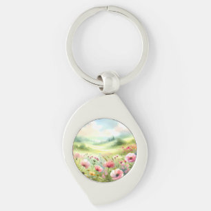 Chaveiro Paisagem de Prado de Flores Silvestres Pastel