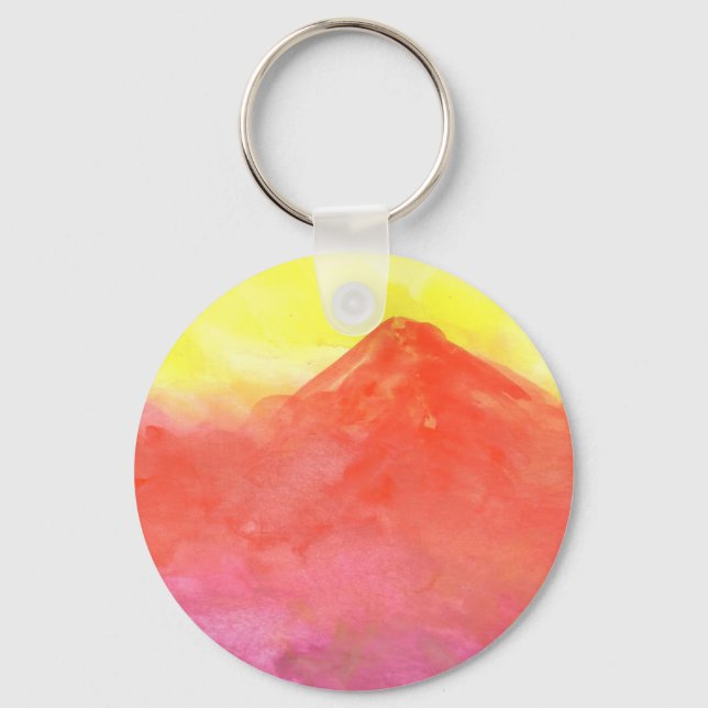 Chaveiro Paisagem do vulcão de montanha Orange Abstrato (Frente)