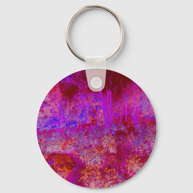 Chaveiro Paisagem Impressionista Trippy Red e Magenta (Frente)