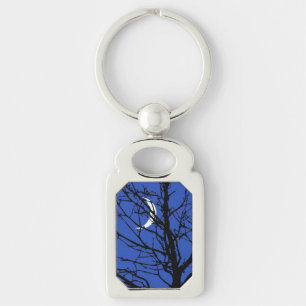 Chaveiro Paisagem lunar em Azul Cobalto e Preto