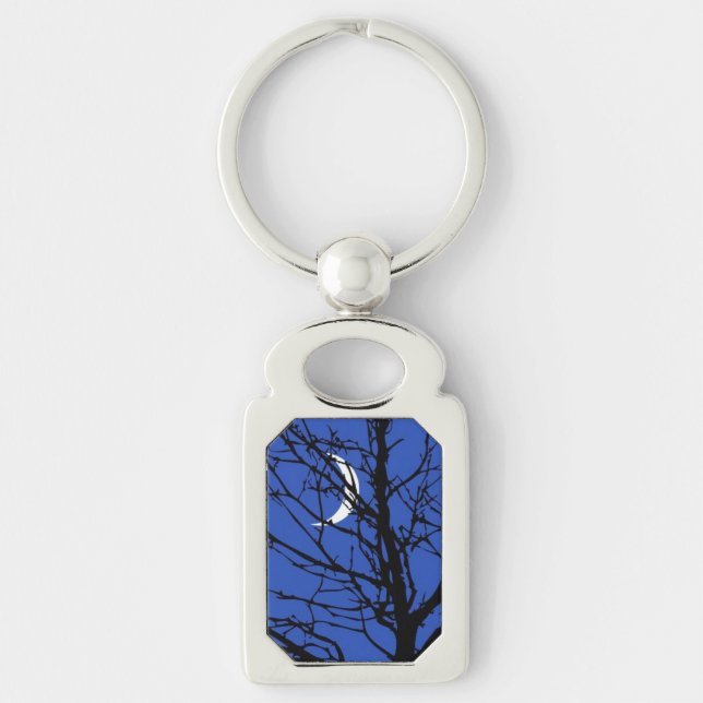 Chaveiro Paisagem lunar em Azul Cobalto e Preto (Frente)
