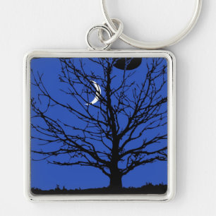 Chaveiro Paisagem lunar em Cobalto Azul e Preto