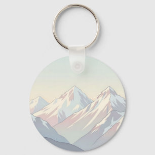 Chaveiro Paisagem Minimalista de Montanhas em Pastel