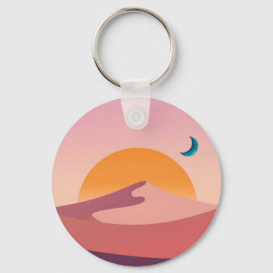 Chaveiro Paisagem Minimalista do Deserto Pôr do Sol Lua