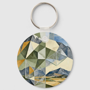 Chaveiro Paisagem Montanhosa Abstrata Geométrica