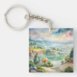 Chaveiro Paisagem Montanhosa em Aquarela