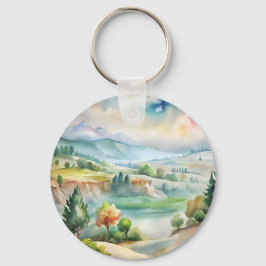Chaveiro Paisagem Montanhosa em Aquarela