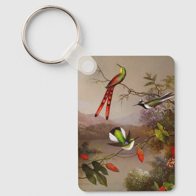 Chaveiro Paisagem tropical com dez beija-flores (Frente)