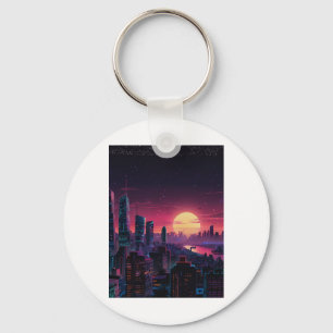 Chaveiro Paisagem Urbana Cyberpunk Vaporwave – Arte de Hori