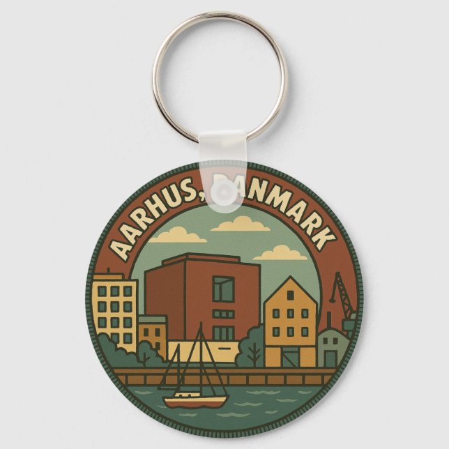 Chaveiro Paisagem urbana de Aarhus Dinamarca (Frente)