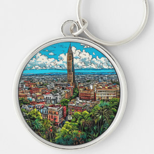 Chaveiro Paisagem Urbana Vibrante Com Arranha-Céu