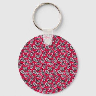 Chaveiro Paisley Atemporal em Fundo Vermelho