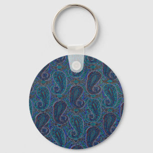 Chaveiro Paisley Blue Indian Boho Art Pattern