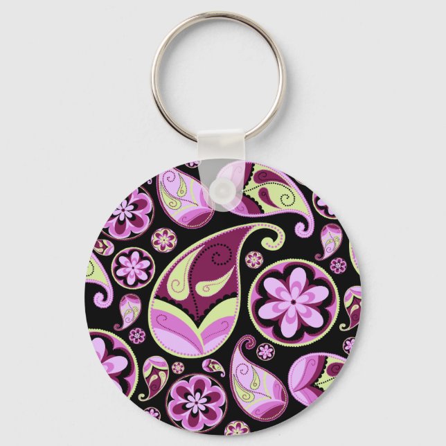 Chaveiro Paisley roxo e amarelo (Frente)