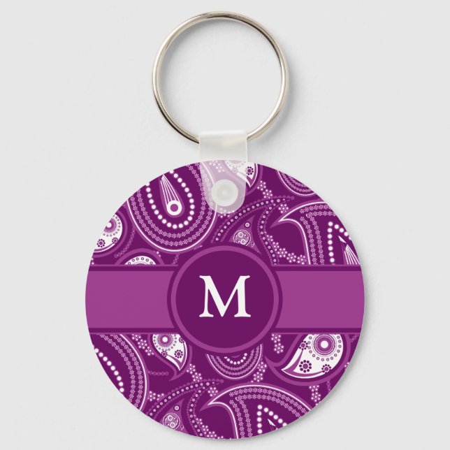 Chaveiro Paisley roxo e branco (Frente)