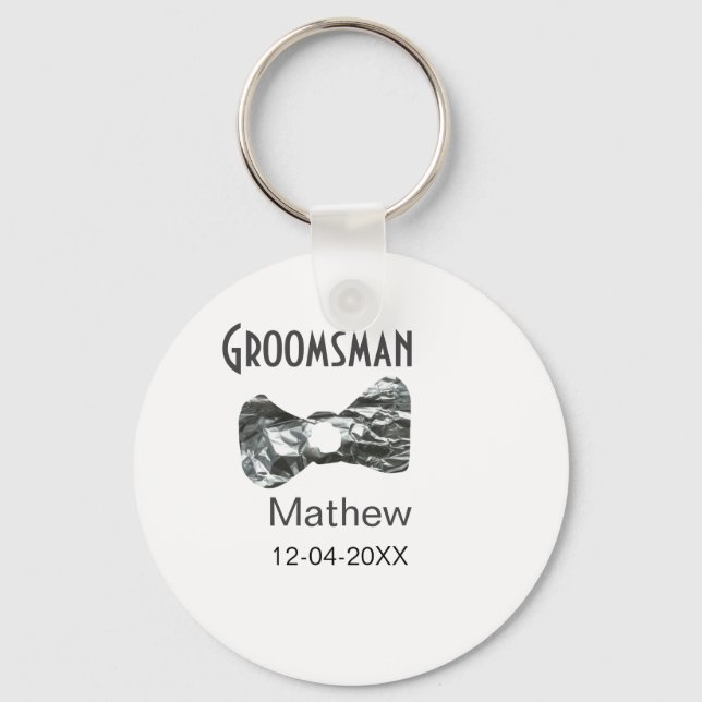 Chaveiro Pajem adicione nome data ano cinza colar arco text (Frente)