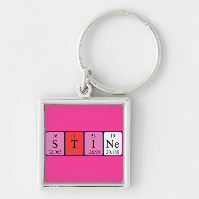 Chaveiro Palavra-chave de nome de mesa periódica de destino (Frente)