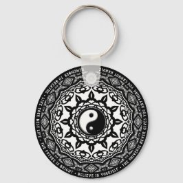 Chaveiro Palavras do Lembrete Diário de Yin Yang Mandala Wh