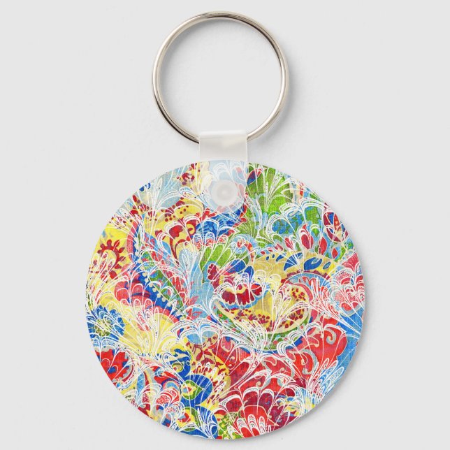 Chaveiro Paleta floral de samsung galáxia branca e colorida (Frente)