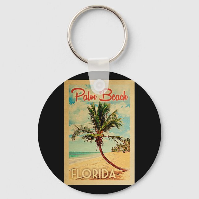Chaveiro Palm Beach Palm Tree Beach Viagens vintage (Frente)