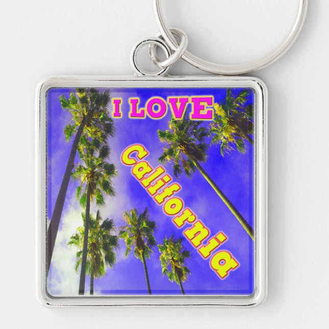 Chaveiro "Palm Sky: EU AMO Califórnia 1" Pingente (Frente)