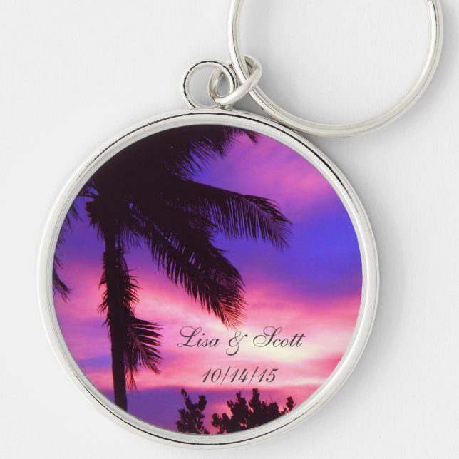 Chaveiro Palm Tree N Purple Sunset Customable Key Chain (Frente)